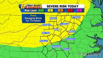 NC Weather: Severe storms possible Monday evening