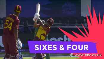 T20 World Cup - South Africa v West Indies: Evin Lewis hits Aiden Markram for three boundaries in a row