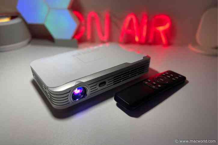 This mini portable projector is big screen entertainment that fits in your pocket