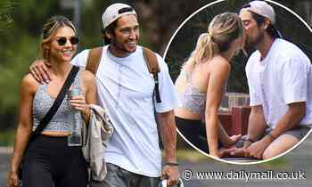Home and Away's Sam Frost shares a kiss with boyfriend Jay Bruno at a Sydney park - Daily Mail