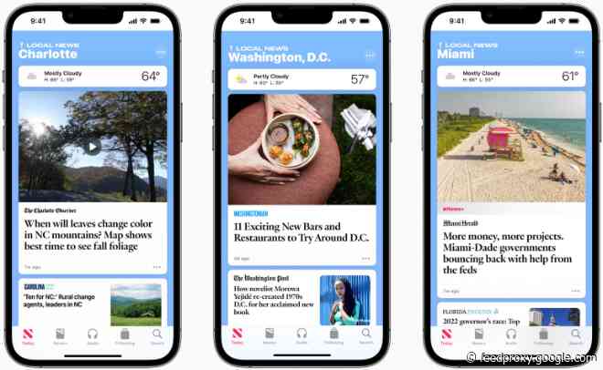 Apple News expands local news offerings in Charlotte, Miami, and Washington, D.C.