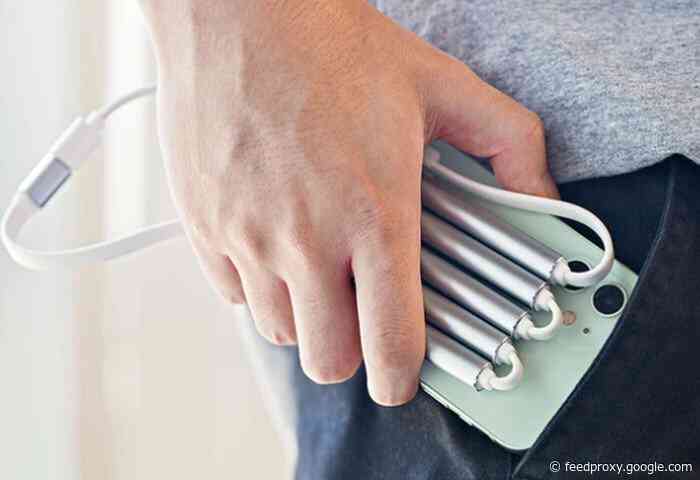 Unique magnetic folding charging cable and power bank in one