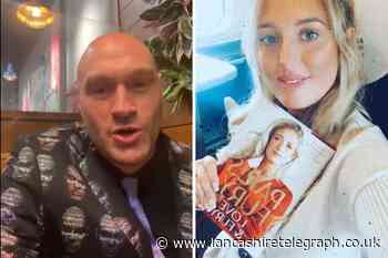 Tyson Fury wears suit covered with his own face at Trafford Centre
