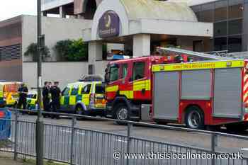 Emergency services cordon at Sunbury Premier Inn