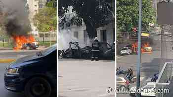 Video: un taxi se incendió y explotó en Buenos Aires - Cadena 3
