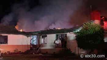 Crews battling house fire in Tulare County
