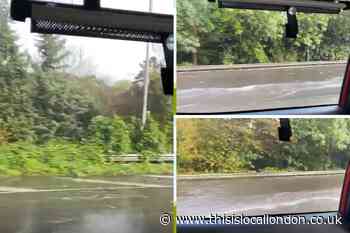 A2 road near Bexley flooded with big waves after heavy rain