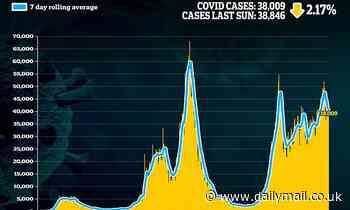 Coronavirus cases fall for the EIGHTH day in a row: Infections drop to 38,009 but deaths rise to 74 - Daily Mail