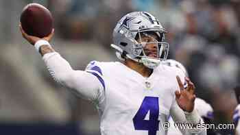 Cowboys QB Prescott (calf) inactive vs. Vikings