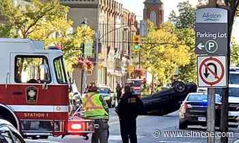 Car flips onto its roof following crash in downtown Alliston - simcoe.com