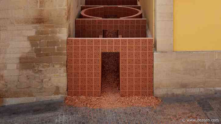 Geometric brick rooms installed in passageway in disused tobacco factory