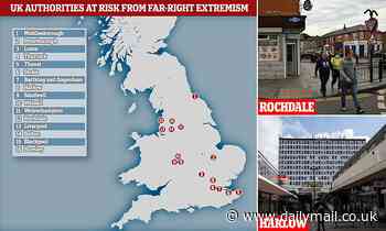 Harlow, Luton and Barking and Dagenham are among 52 authorities at risk of far-right extremism - Daily Mail