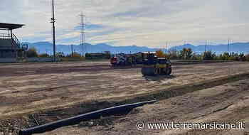 Nuovo sistema di drenaggio e fondo con erba sintetica per il campo dello stadio Tofani di Cerchio - Terre Marsicane