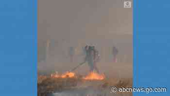 WATCH:  Chinese border police combat wildfire