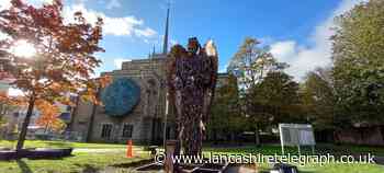 First pictures emerge as 'imposing' Knife Angel arrives in Blackburn