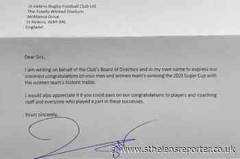Barcelona FC's letter of congratulations to St Helens - St Helens Reporter