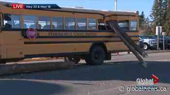 School bus impaled by logs north of Edmonton in Barrhead | Watch News Videos Online - Globalnews.ca