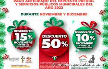 Campaña de descuento en pago anticipado de predial 2022 en Cuernavaca - Quadratín - Quadratín Morelos