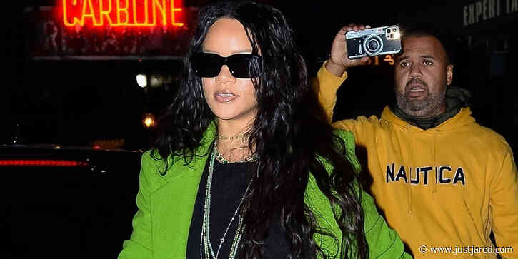 Rihanna Rocks a Lime Green Coat to Dinner in NYC