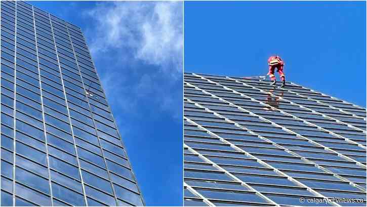 Roads in downtown Calgary closed while crews secure shattered high-rise window