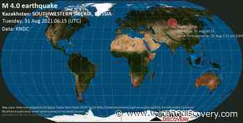 Quake info: Moderate mag. 4.0 earthquake - 137 km east of Gorno-Altaysk, Altai, Russia, on Tuesday, Aug 31, 2021 1:15 pm (GMT +7) - VolcanoDiscovery