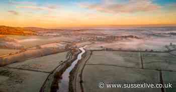 Sussex weather: Drone photos capture magical Amberley sunrise on cold autumn morning - Sussex Live