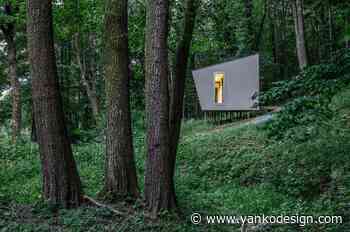 This tiny cabin floats above the forest's sloping hills to preserve the natural landscape and preexisting tree - Yanko Design