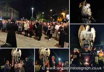 Vigil held to mark arrival of Knife Angel to Blackburn