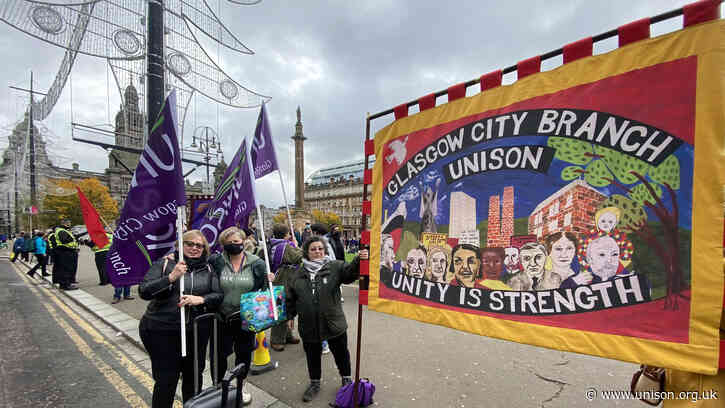 Christina McAnea joins climate marchers in Glasgow