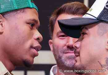 Photos: Devin Haney, Joseph Diaz - Face To Face at Las Vegas Presser - BoxingScene.com