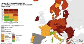 Na Brussel en Wallonië kleurt nu ook Vlaanderen donkerrood op Europese coronakaart - Het Laatste Nieuws