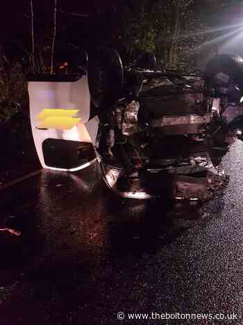 Drink driver arrested after overturning van in Bolton