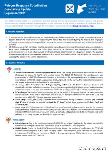 Refugee Response Coordination Coronavirus Update September 2021 - Jordan - ReliefWeb
