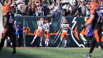 Denzel Ward races 99 yards for a TD after picking off Joe Burrow