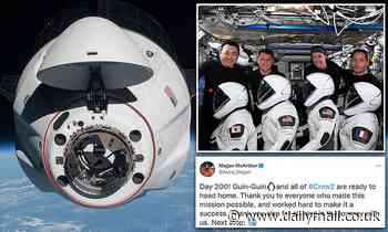 Four diaper wearing astronauts undock from the ISS as they prepare to splashdown TONIGHT 