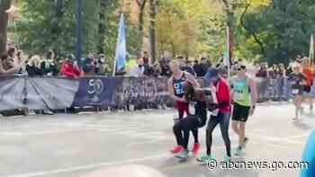 WATCH:  New York City Marathon runners help fellow participant reach finish line