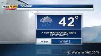 First Alert Weather: Light showers overnight, more widespread rain by Friday
