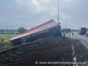 M6 southbound CLOSED after lorry overturns during morning rush hour