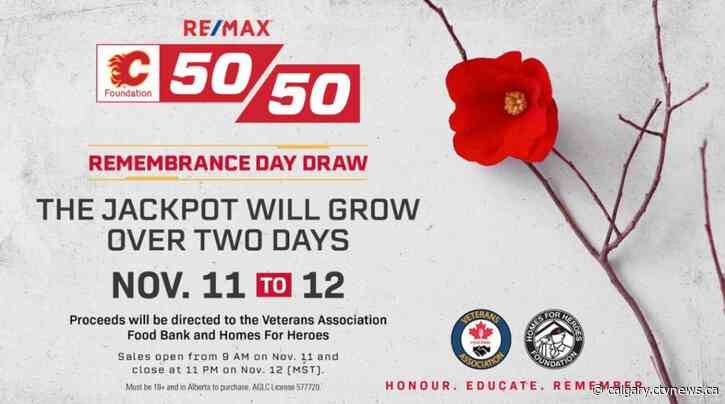 Calgary Flames will use Remembrance Day 50/50 draw to support veterans