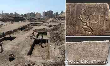 Blocks inscribed with hieroglyphics uncovered in Egyptian King Nactanebo I temple near Cairo