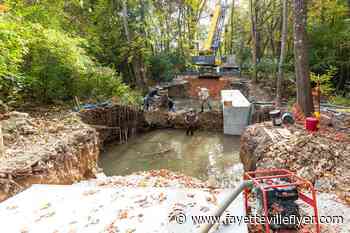 Installation of Hamestring Creek Trail bridge underway in west Fayetteville - Fayetteville Flyer