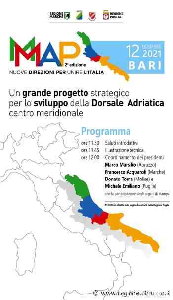 Infrastrutture: domani Presidenti Marche, Molise e Abruzzo a Bari con Emiliano per sviluppo dorsale Adriatica - Regione Abruzzo