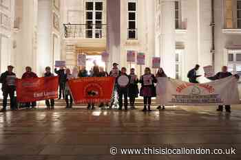 Protest outside town hall in support of mother facing eviction
