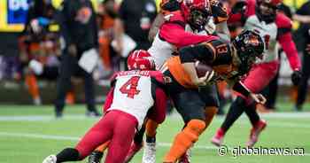 Stampeders clinch playoff spot, eliminate Lions with 33-23 win in B.C.
