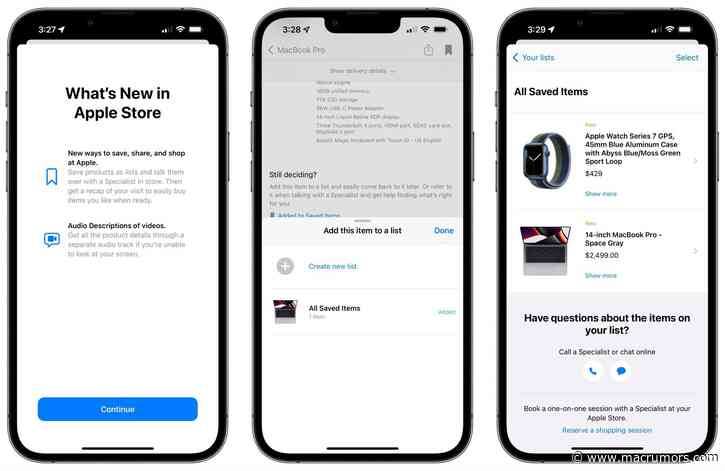Apple Store App for iOS Adds Saved Item Lists for Easy Sharing With Product Specialists