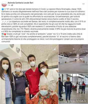 Vaccini: a 101 anni riceve 3/a dose, Asl Bari 'bell'esempio' - Agenzia ANSA