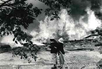 Dramatic scene as Accrington Ewbank works engulfed in flames