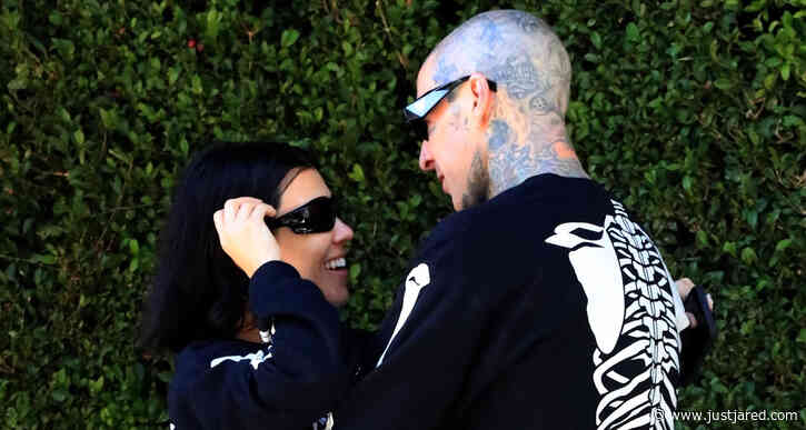 Kourtney Kardashian & Fiance Travis Barker Share Steamy Kiss While Out Celebrating His Birthday!