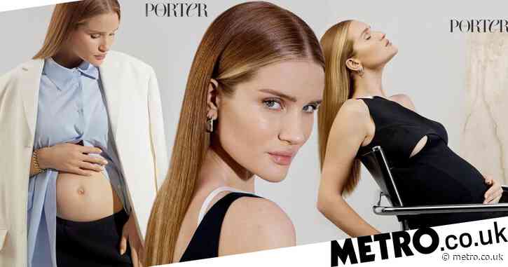 Pregnant Rosie Huntington-Whiteley shows off baby bump as she admits she ‘mourned loss of old life’ after becoming a mum