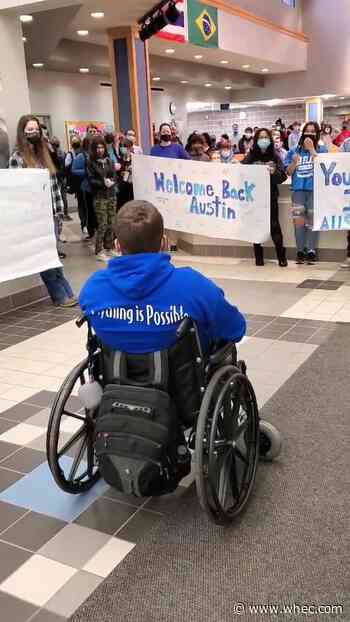 VIDEO: Gananda teen hurt in motorcycle crash welcomed back to school